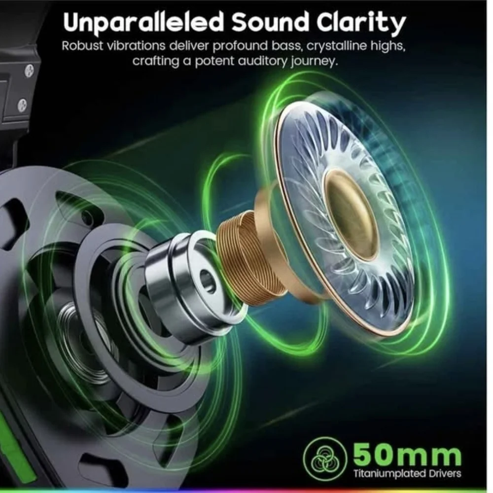wireless Black Gaming Headset with RGB Lighting